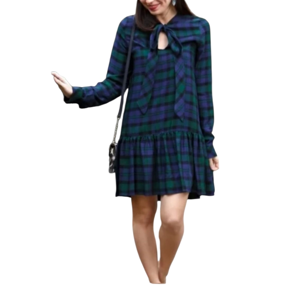 Zara tartan plaid drop waist mini dress - M.       G96